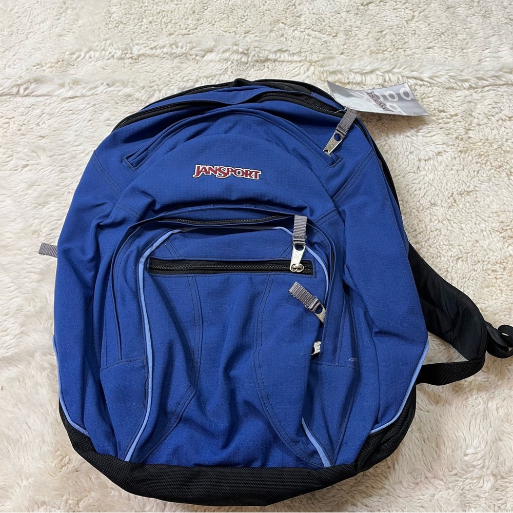 Vintage JanSport Backpack Blue  Book Bag School College Made In USA 90s New!